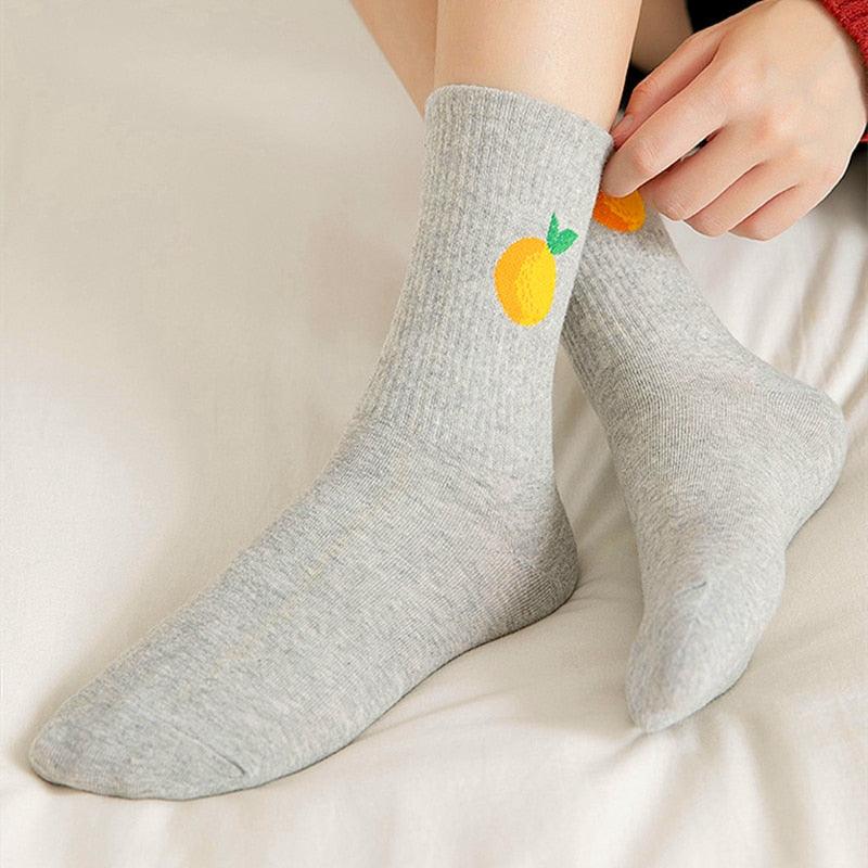 Kawaii Icon Embroidery Crew Socks