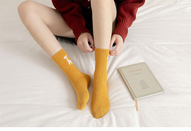 Kawaii Icon Embroidery Crew Socks