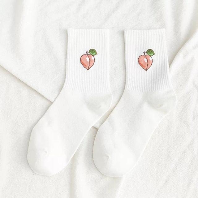 Kawaii Icon Embroidery Crew Socks