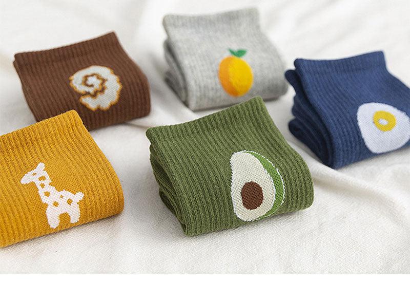Kawaii Icon Embroidery Crew Socks