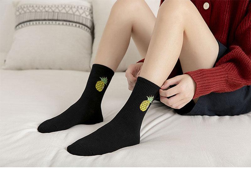 Kawaii Icon Embroidery Crew Socks