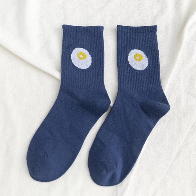 Kawaii Icon Embroidery Crew Socks