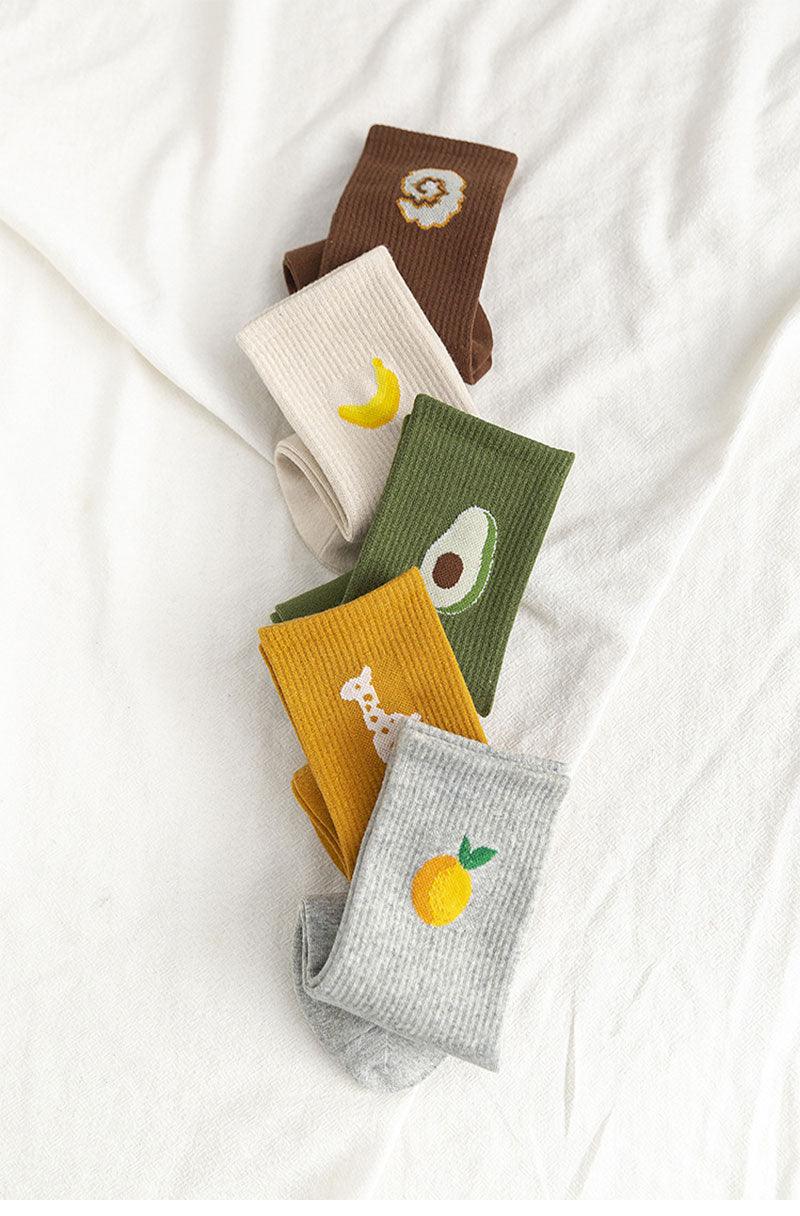 Kawaii Icon Embroidery Crew Socks
