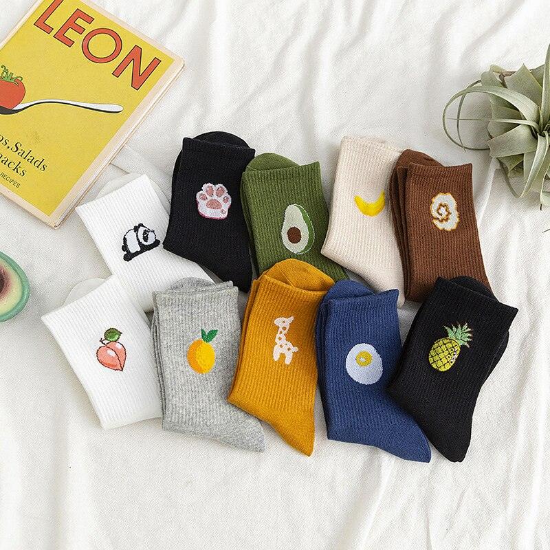 Kawaii Icon Embroidery Crew Socks