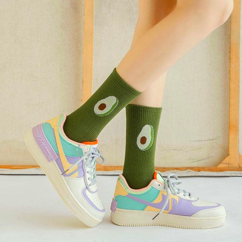 Kawaii Icon Embroidery Crew Socks