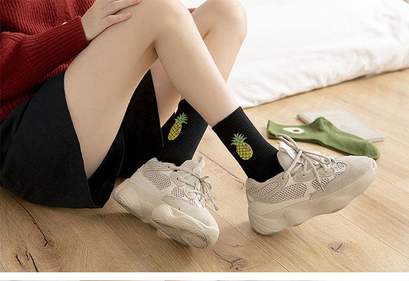 Kawaii Icon Embroidery Crew Socks