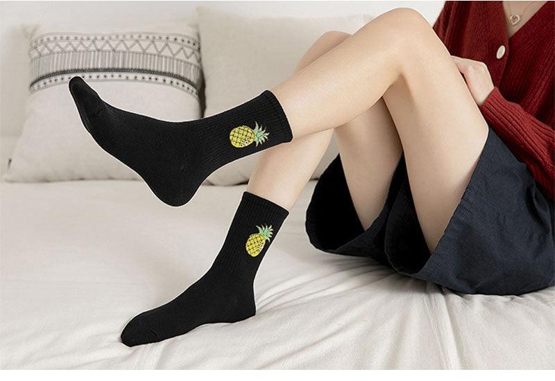 Kawaii Icon Embroidery Crew Socks