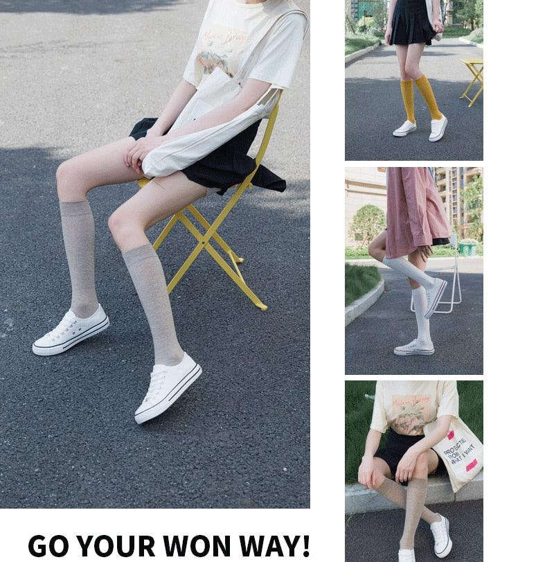 Solid Color Knee High Socks
