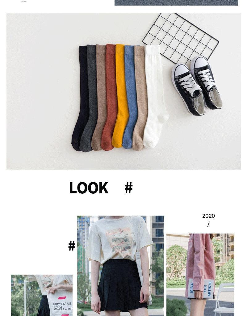 Solid Color Knee High Socks