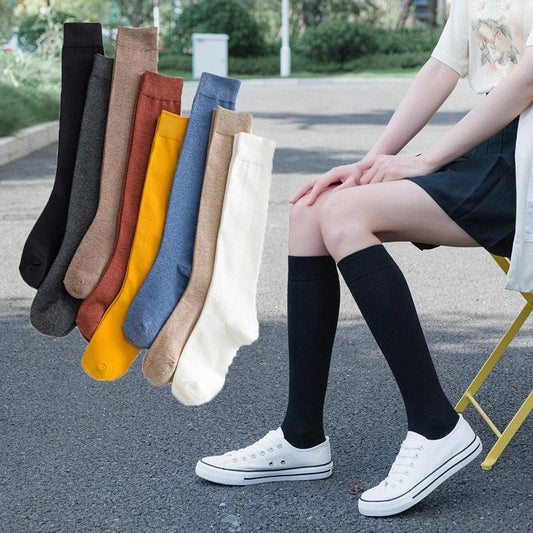 Solid Color Knee High Socks