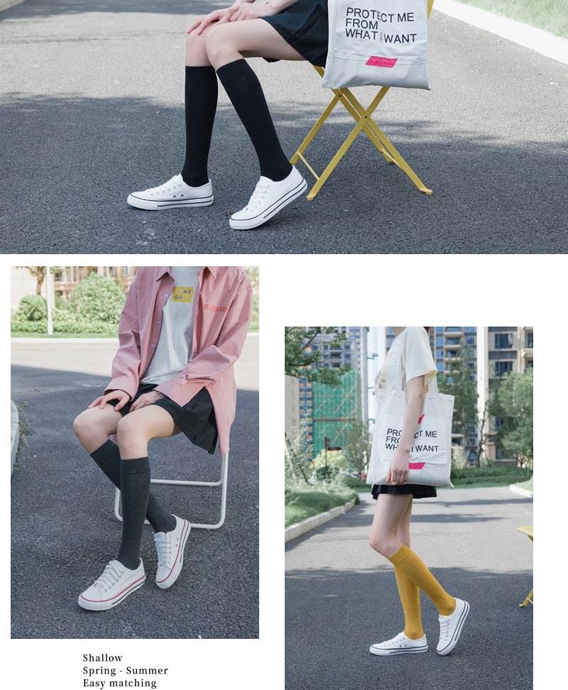 Solid Color Knee High Socks