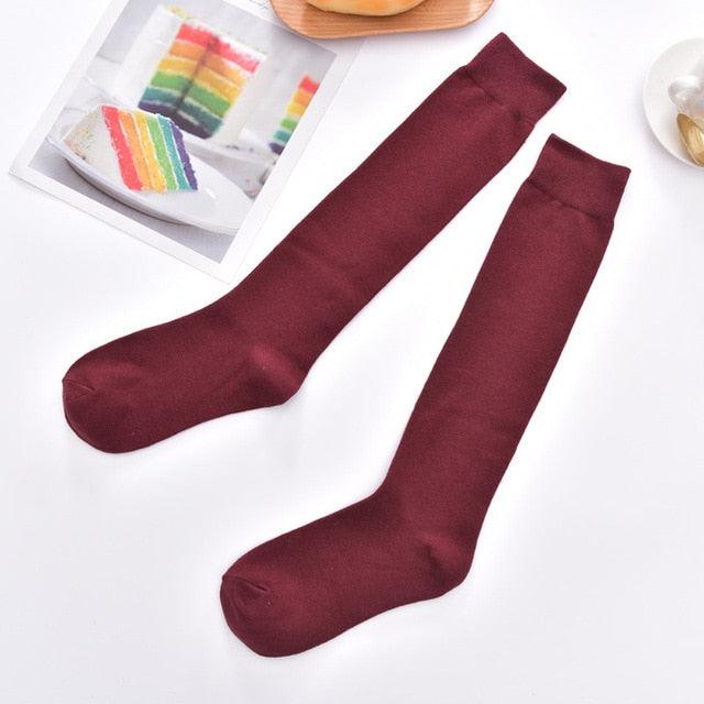 Solid Color Knee High Socks