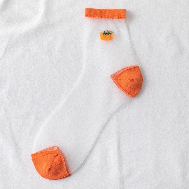 Sheer Kawaii Fruit Crew Socks