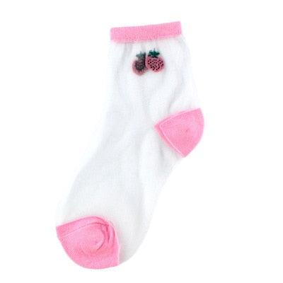 Sheer Kawaii Fruit Crew Socks