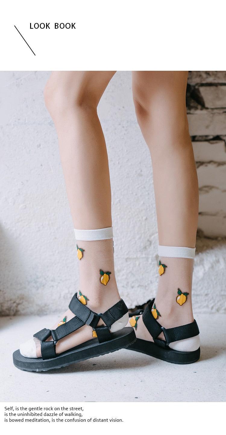 Sheer Kawaii Fruit Crew Socks