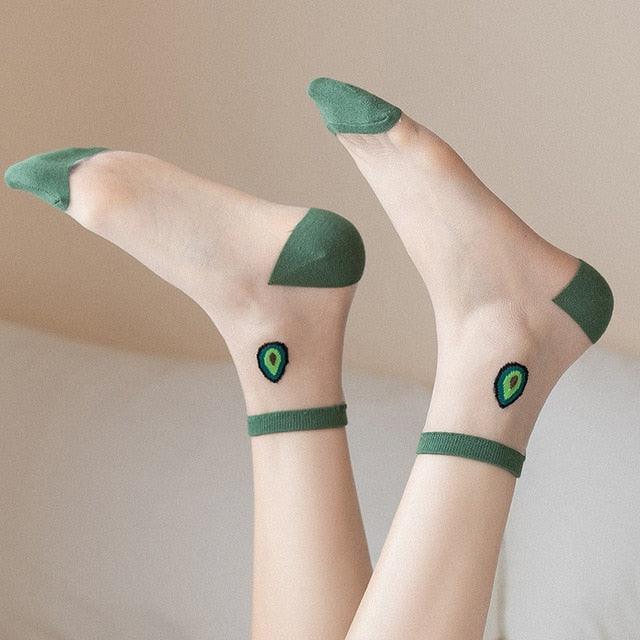 Sheer Kawaii Fruit Crew Socks