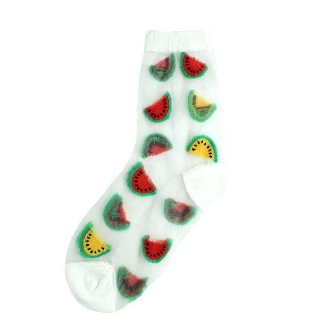 Sheer Kawaii Fruit Crew Socks