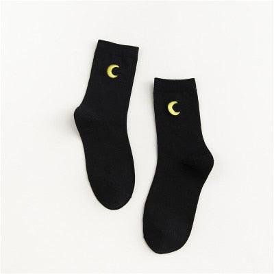 Planet Embroidery Crew Socks