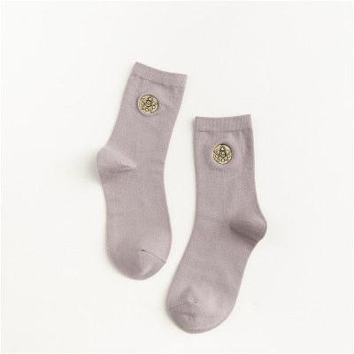 Planet Embroidery Crew Socks