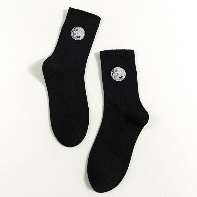 Planet Embroidery Crew Socks