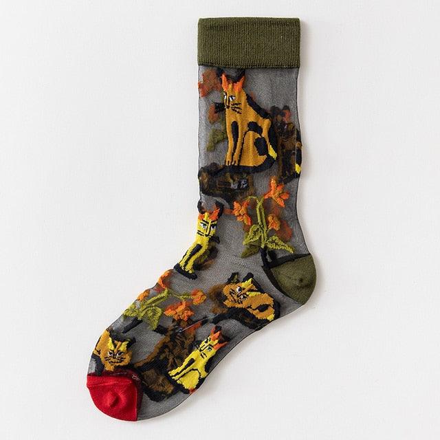 Sheer Botanical Garden Crew Socks