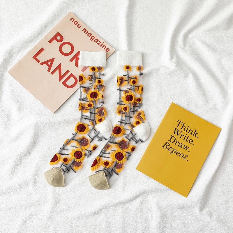 Sheer Botanical Garden Crew Socks