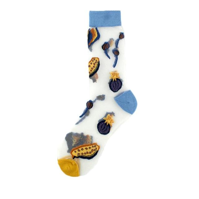 Sheer Botanical Garden Crew Socks