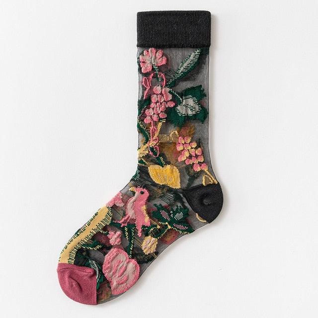Sheer Botanical Garden Crew Socks