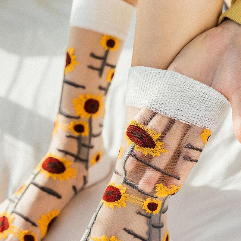 Sheer Botanical Garden Crew Socks