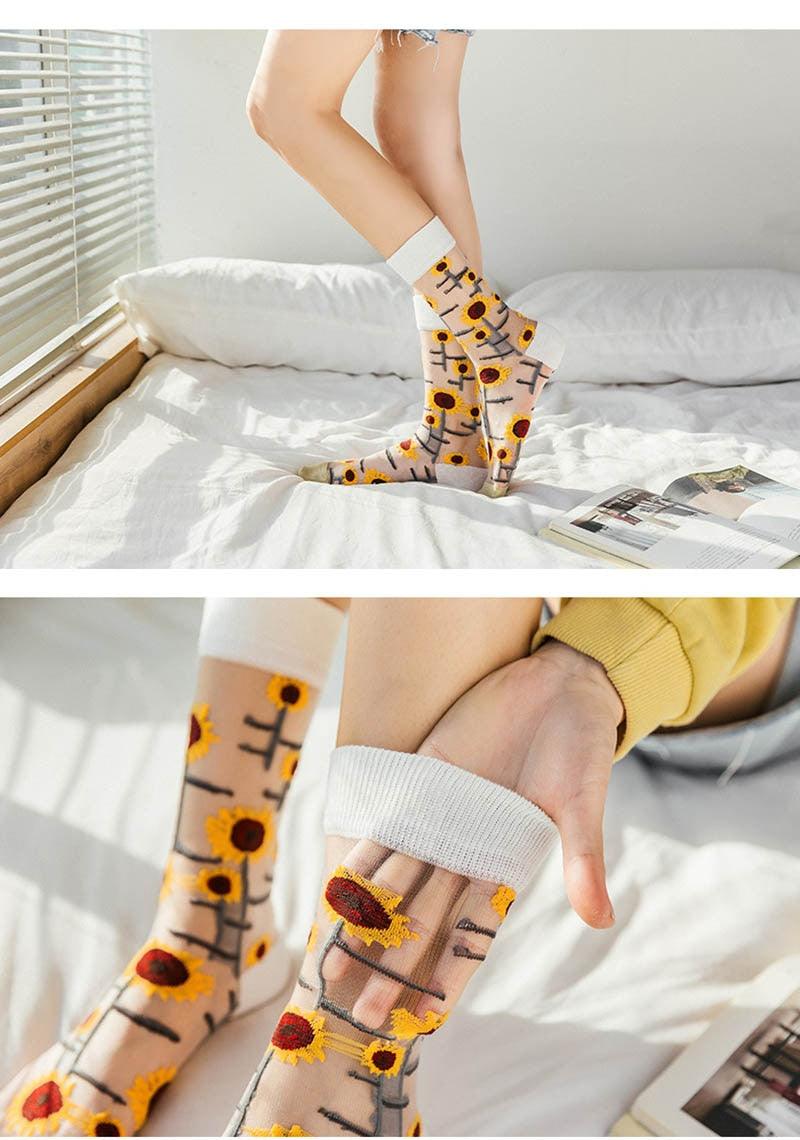 Sheer Botanical Garden Crew Socks