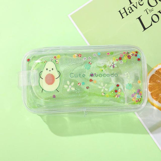 Estuche transparente con diseño de aguacate
