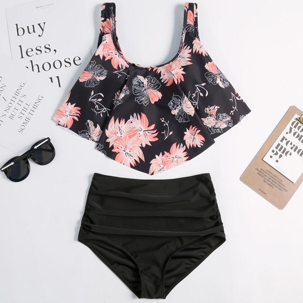 Ruffle Flounce High Waist Bikini — Plus Size