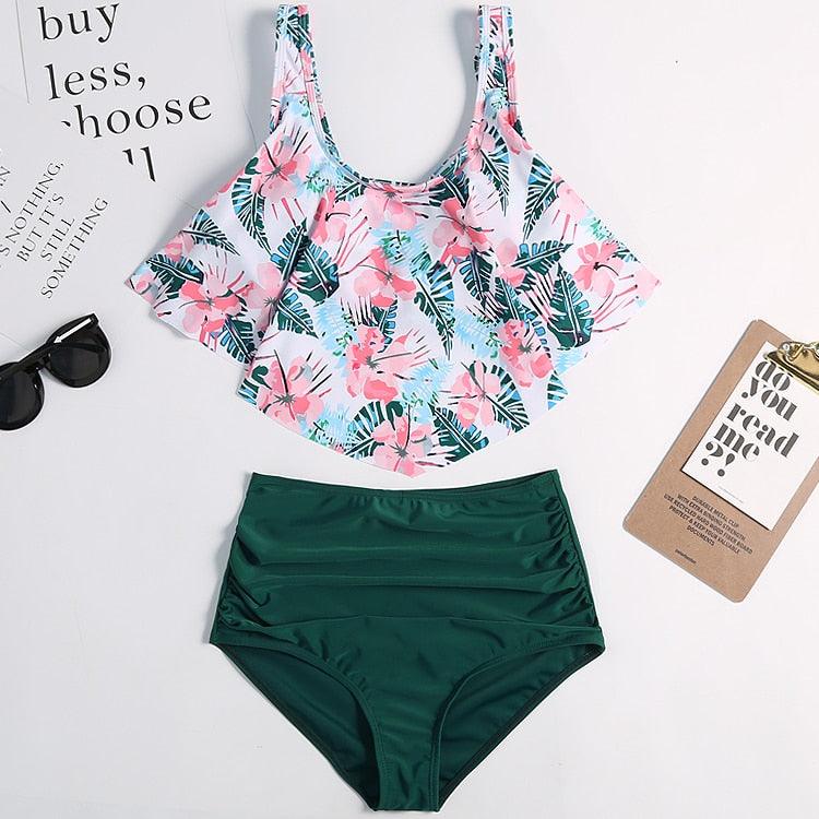 Ruffle Flounce High Waist Bikini — Plus Size