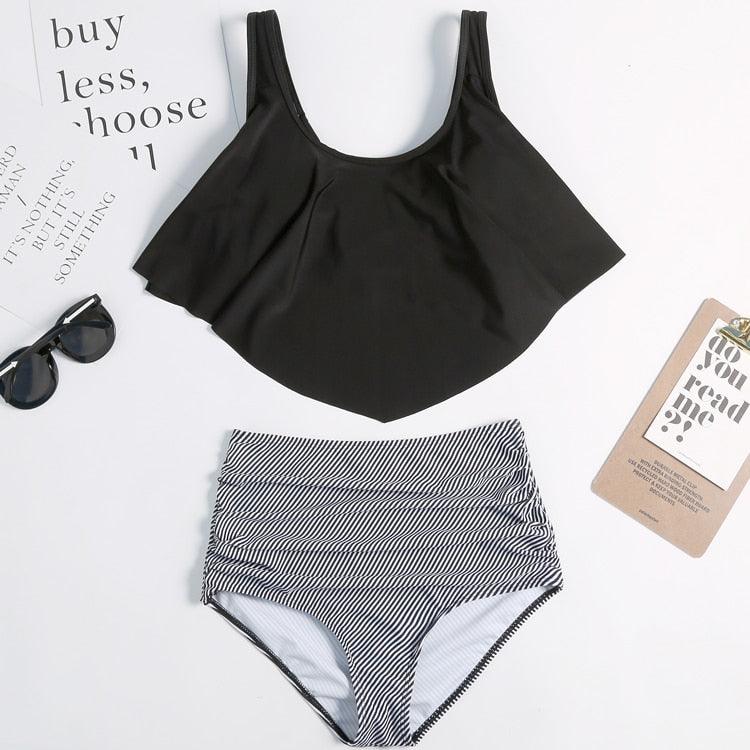 Ruffle Flounce High Waist Bikini — Plus Size