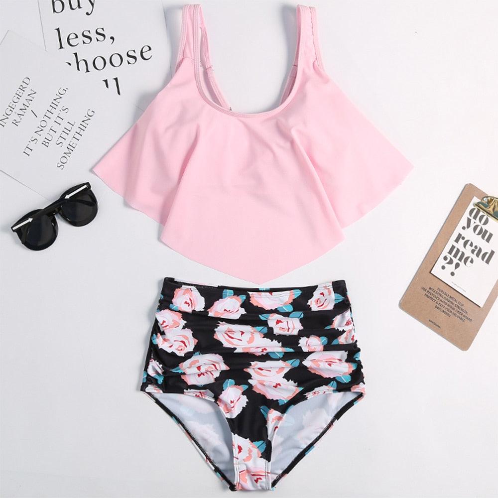 Ruffle Flounce High Waist Bikini — Plus Size