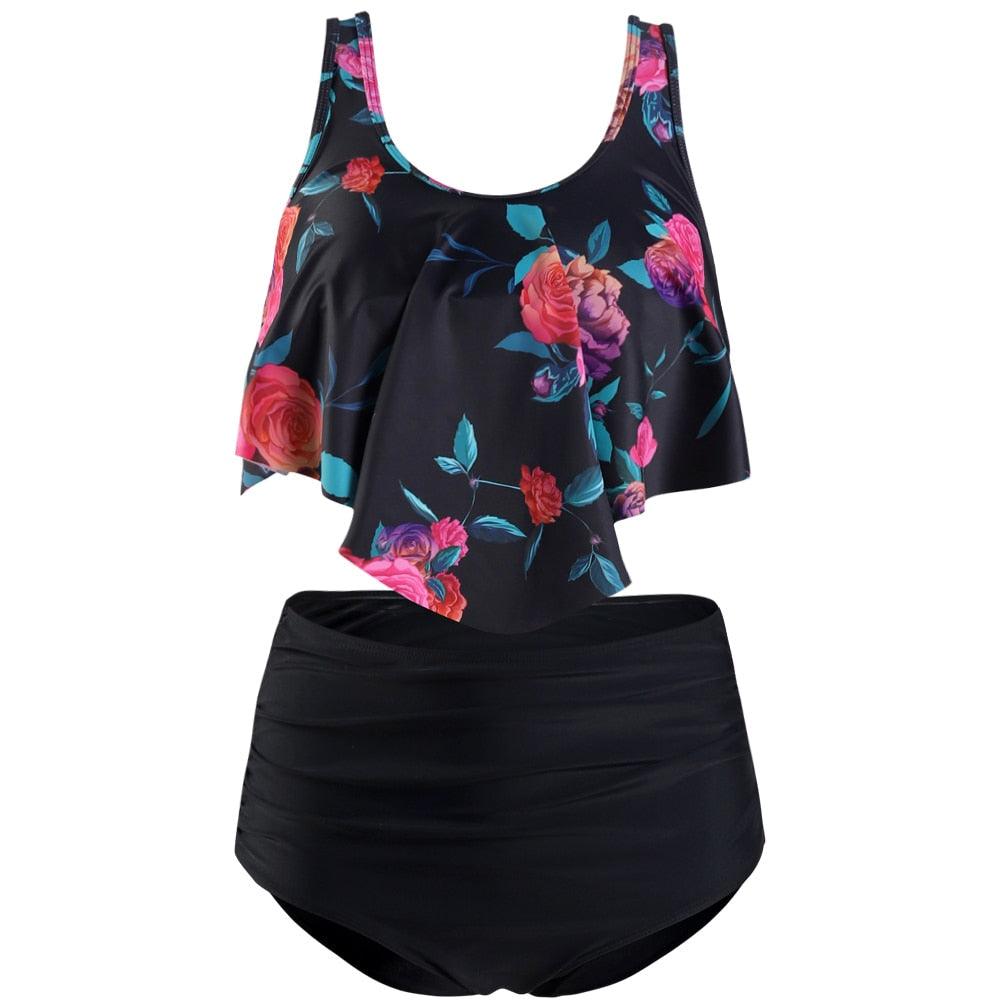 Ruffle Flounce High Waist Bikini — Plus Size