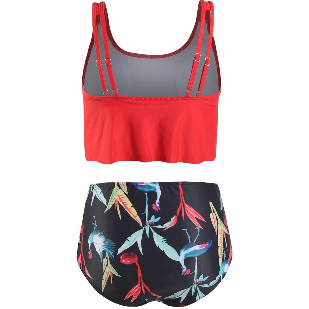 Ruffle Flounce High Waist Bikini — Plus Size