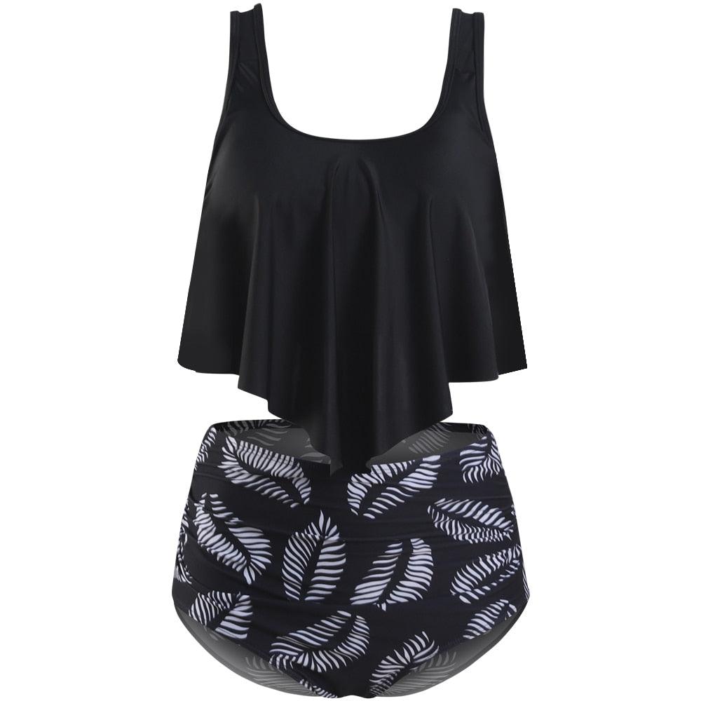 Ruffle Flounce High Waist Bikini — Plus Size