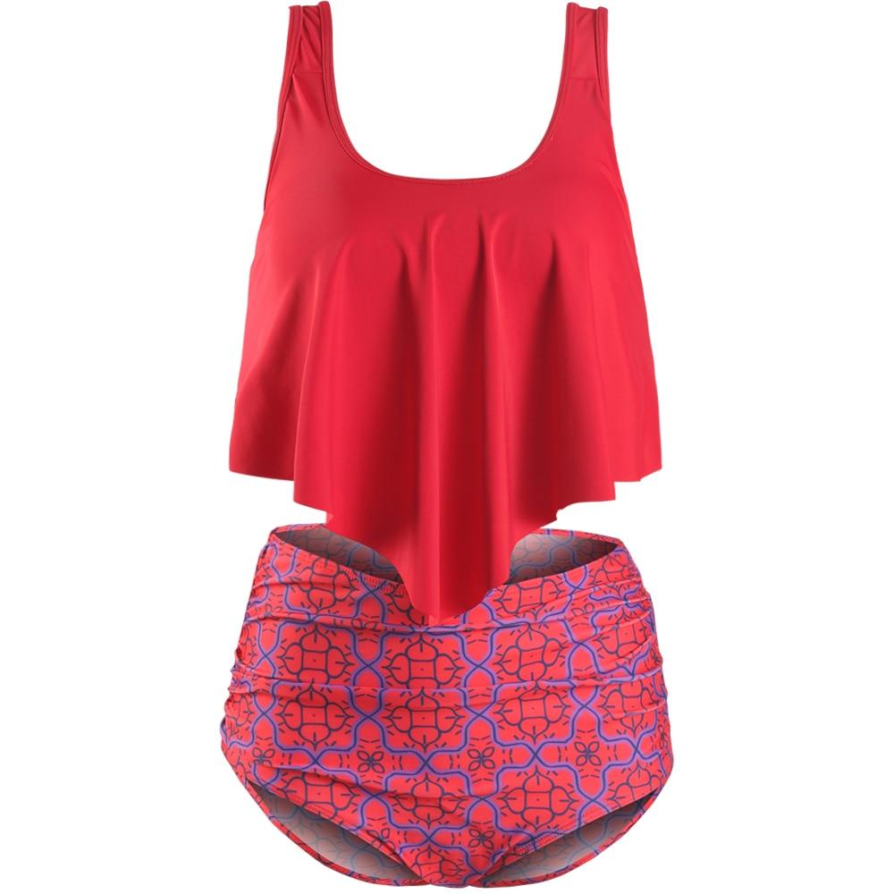 Ruffle Flounce High Waist Bikini — Plus Size