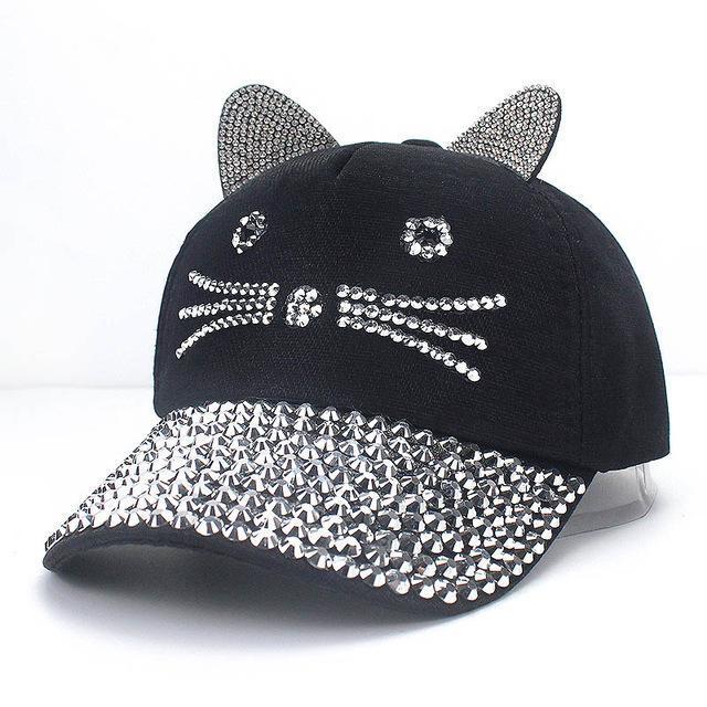 Sombrero de gatito con diamantes de imitación