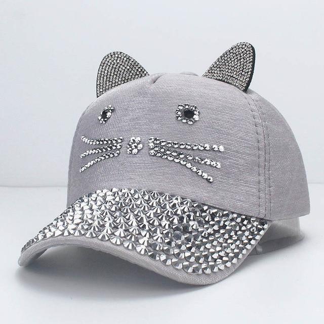 Sombrero de gatito con diamantes de imitación