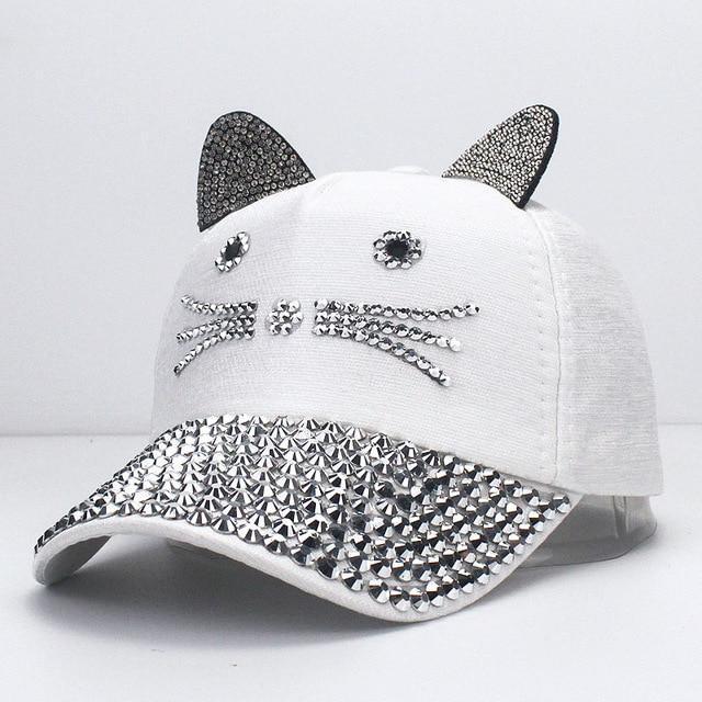 Sombrero de gatito con diamantes de imitación