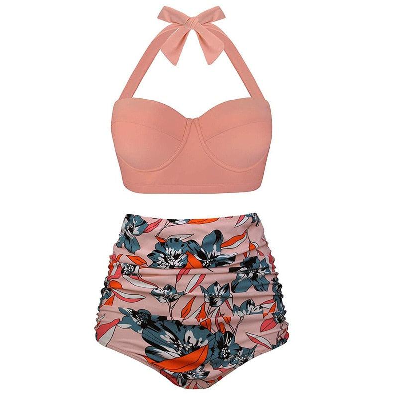 Vintage Polka Dot Push-Up High Waist Bikini