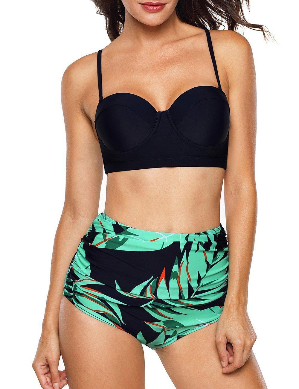 Vintage Polka Dot Push-Up High Waist Bikini