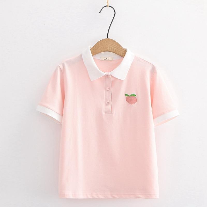 Peach Embroidery Shirt