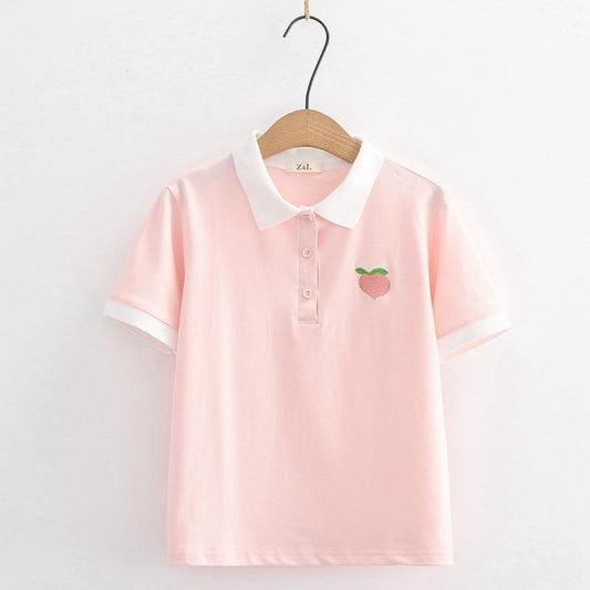Peach Embroidery Shirt