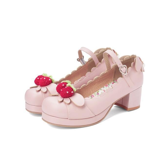 Chaussures Mary Jane Princesse Lolita Fraise