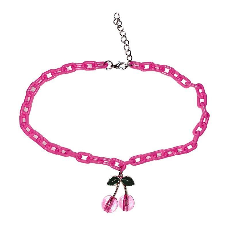 Collar de cereza rosa
