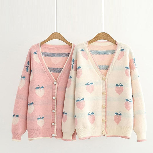 Peach Print Cardigan