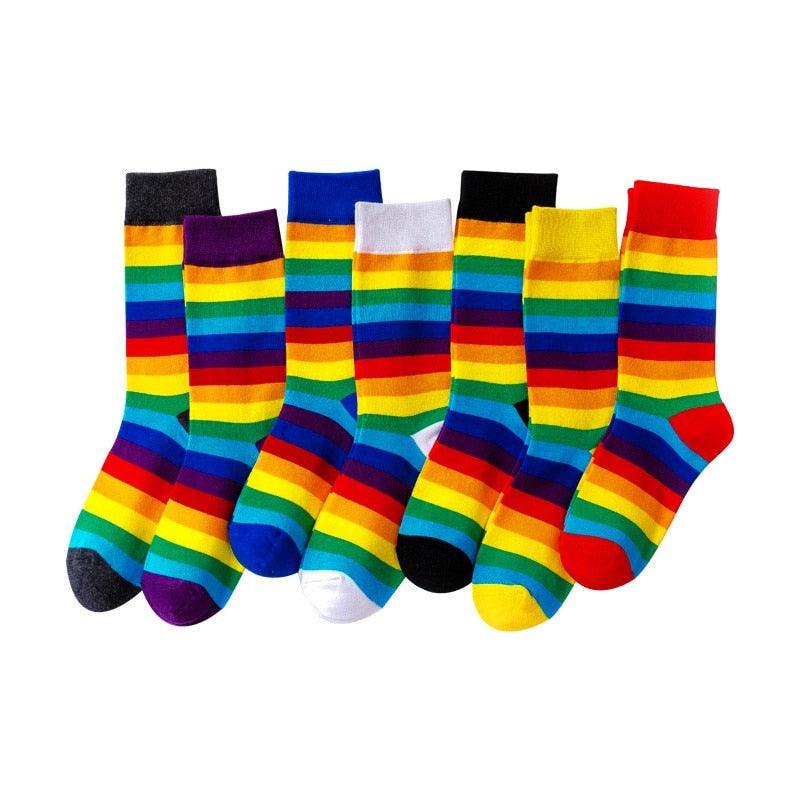 Rainbow Stripe Crew Socks